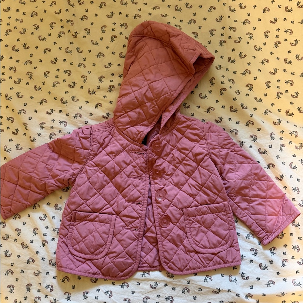 Toddler Quilted Hooded Jacket in Dusty Rose